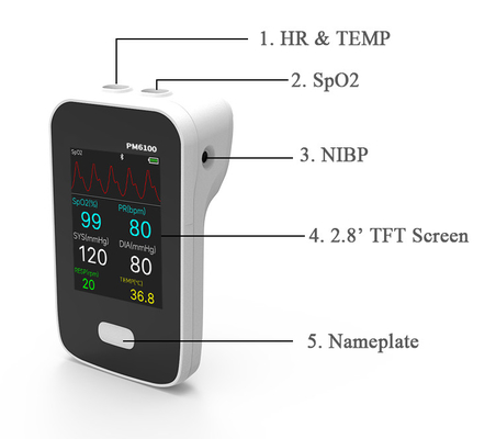 Bluetooth Multi Parameters Handheld ECG,NIBP,Spo2 Vital Signs Monitor For ICU Clinic